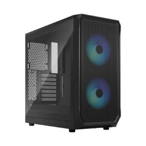 Fractal Design Focus 2 RGB Black ATX Mid Tower PC Case, Clear Tempered Glass, High-Airflow Mesh Front, 2 x 140mm Aspect RGB Fans, 360mm Radiator Support, 405mm GPU Clearance