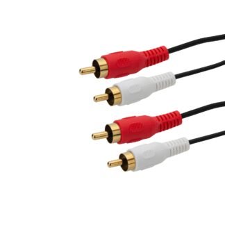 10m 2 x RCA/Phono Audio Cable - Male to Male - Gold Connectors