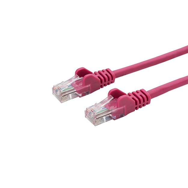 0.5m RJ45 CAT5e UTP Stranded Flush Moulded Network Cable - 24AWG - Pink